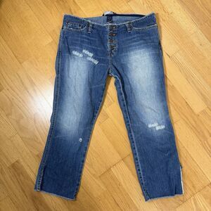 Abercrombie & Fitch Y2K Vintage Low Rise Cropped Button Fly Raw Cutoff Jeans 10